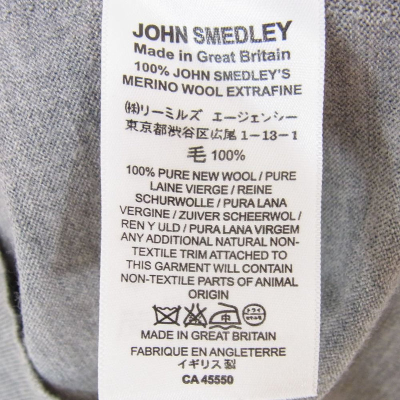 JOHN SMEDLEY ジョンスメドレー イギリス製 ウール クルーネック ニット グレー系 S【中古】