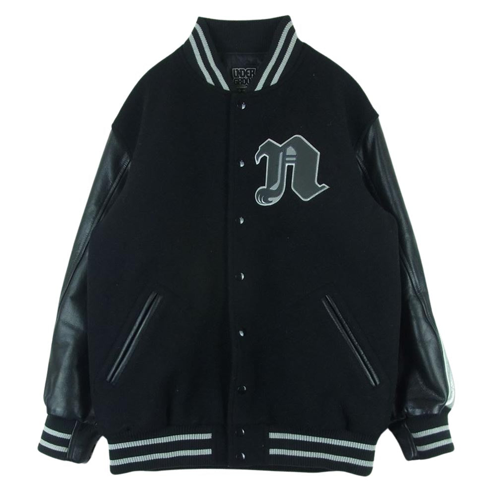 ナイトロウ NW022-JK04 スタジャン ウール レザー スタジアム ジャケット 日本製 ブラック系 シルバー系【中古】