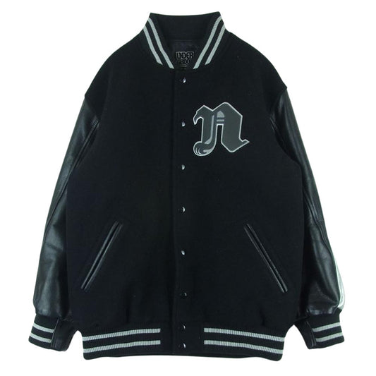ナイトロウ NW022-JK04 スタジャン ウール レザー スタジアム ジャケット 日本製 ブラック系 シルバー系【中古】