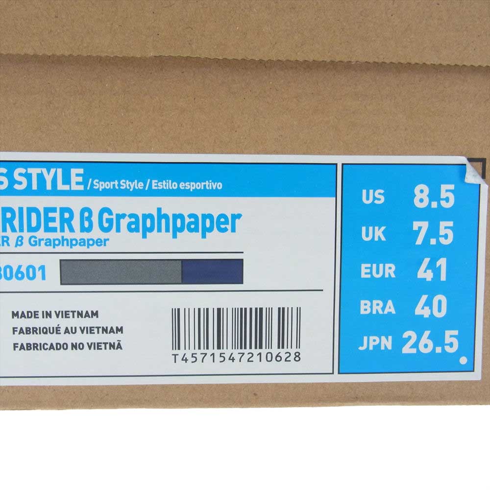 GRAPHPAPER グラフペーパー GU231-90320  × mizuno ミズノ wave rider β ローカット スニーカー グレー系  26.5cm【新古品】【未使用】【中古】