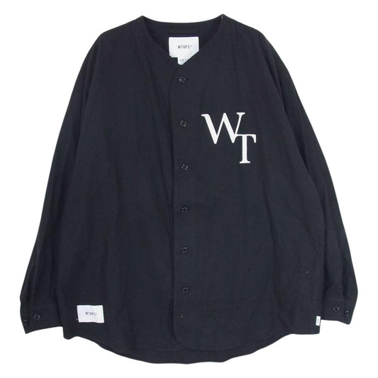 WTAPS ダブルタップス 22AW 222TQDT-SHM05 League 02 / LS / Cotton. Twill. League ベースボール シャツ ブラック系 03【中古】