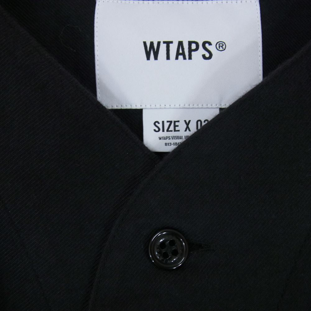 WTAPS ダブルタップス 22AW 222TQDT-SHM05 League 02 / LS / Cotton. Twill. League ベースボール シャツ ブラック系 03【中古】