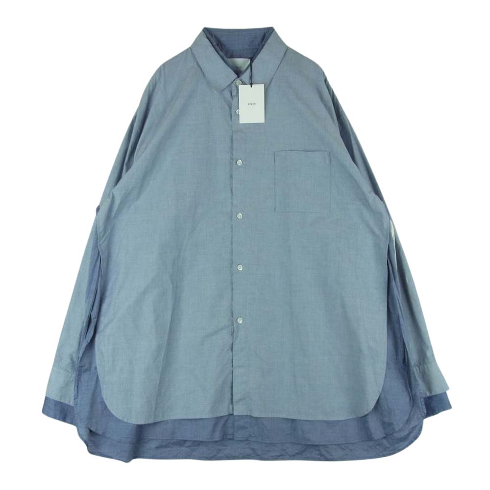 シュタイン ST.382-1 OVERSIZED LAYERED SHIRT オーバー サイズ レイヤード 長袖 シャツ グレー系 ブルー系 M【中古】