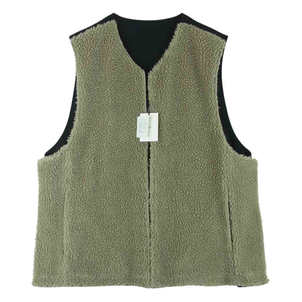 シュタイン ST.419 WOOL BOA REVERSIBLE VEST ウール リバーシブル ボア ベスト ブラック系 カーキベージュ系 M【極上美品】【中古】