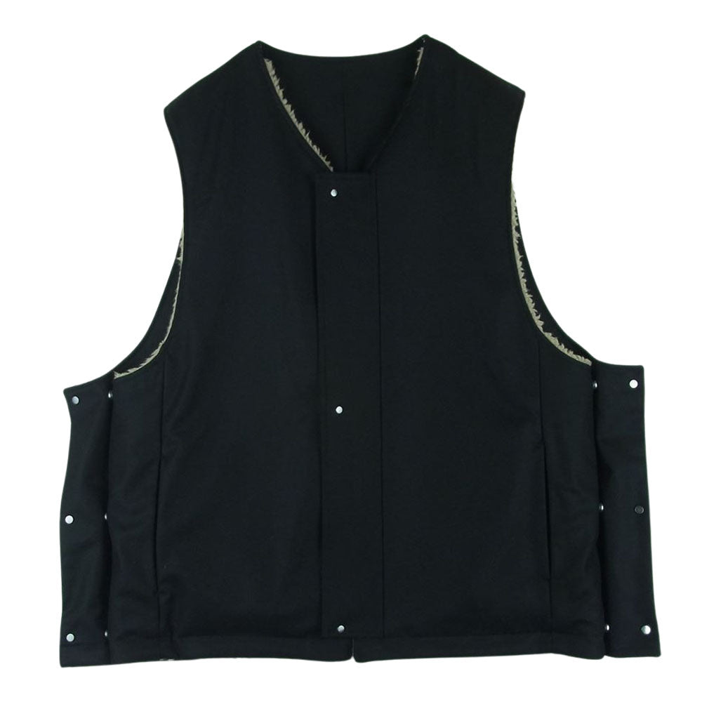 シュタイン ST.419 WOOL BOA REVERSIBLE VEST ウール リバーシブル ボア ベスト ブラック系 カーキベージュ系 M【極上美品】【中古】