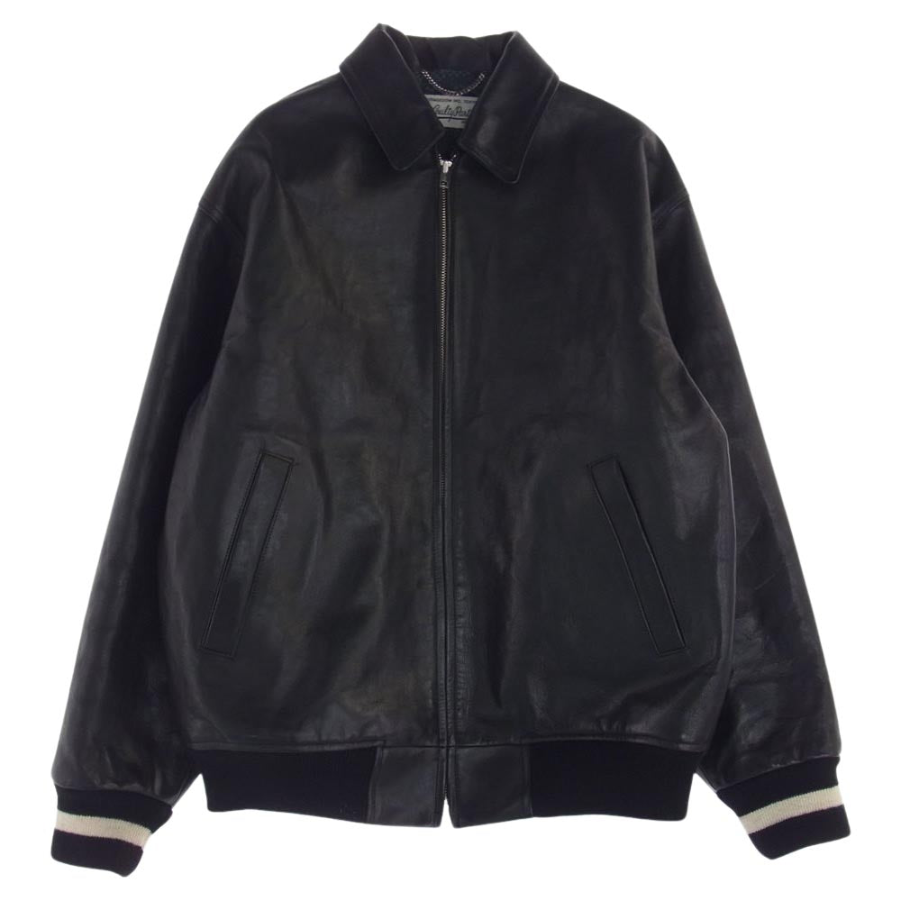 WACKO MARIA ワコマリア LEATHER VARSITY JACKET レザー バーシティー ジャケット スタジャン ブラック系 S【中古】