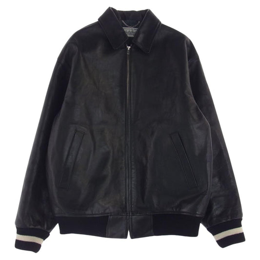 WACKO MARIA ワコマリア LEATHER VARSITY JACKET レザー バーシティー ジャケット スタジャン ブラック系 S【中古】