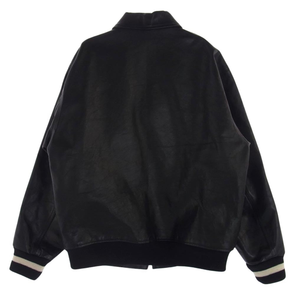 WACKO MARIA ワコマリア LEATHER VARSITY JACKET レザー バーシティー ジャケット スタジャン ブラック系 S【中古】
