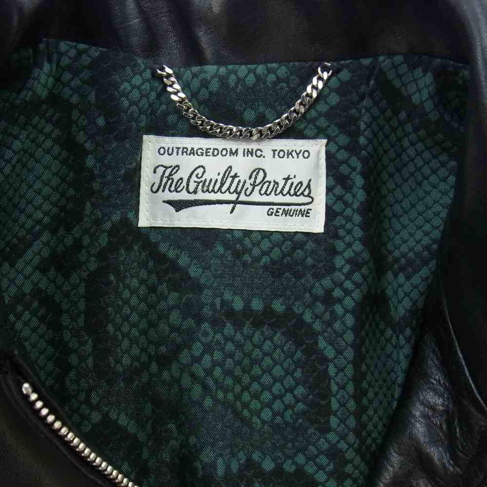 WACKO MARIA ワコマリア LEATHER VARSITY JACKET レザー バーシティー ジャケット スタジャン ブラック系 S【中古】