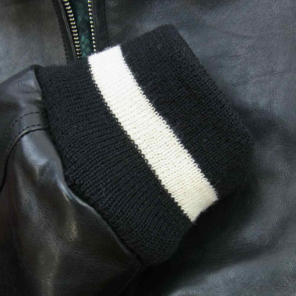 WACKO MARIA ワコマリア LEATHER VARSITY JACKET レザー バーシティー ジャケット スタジャン ブラック系 S【中古】