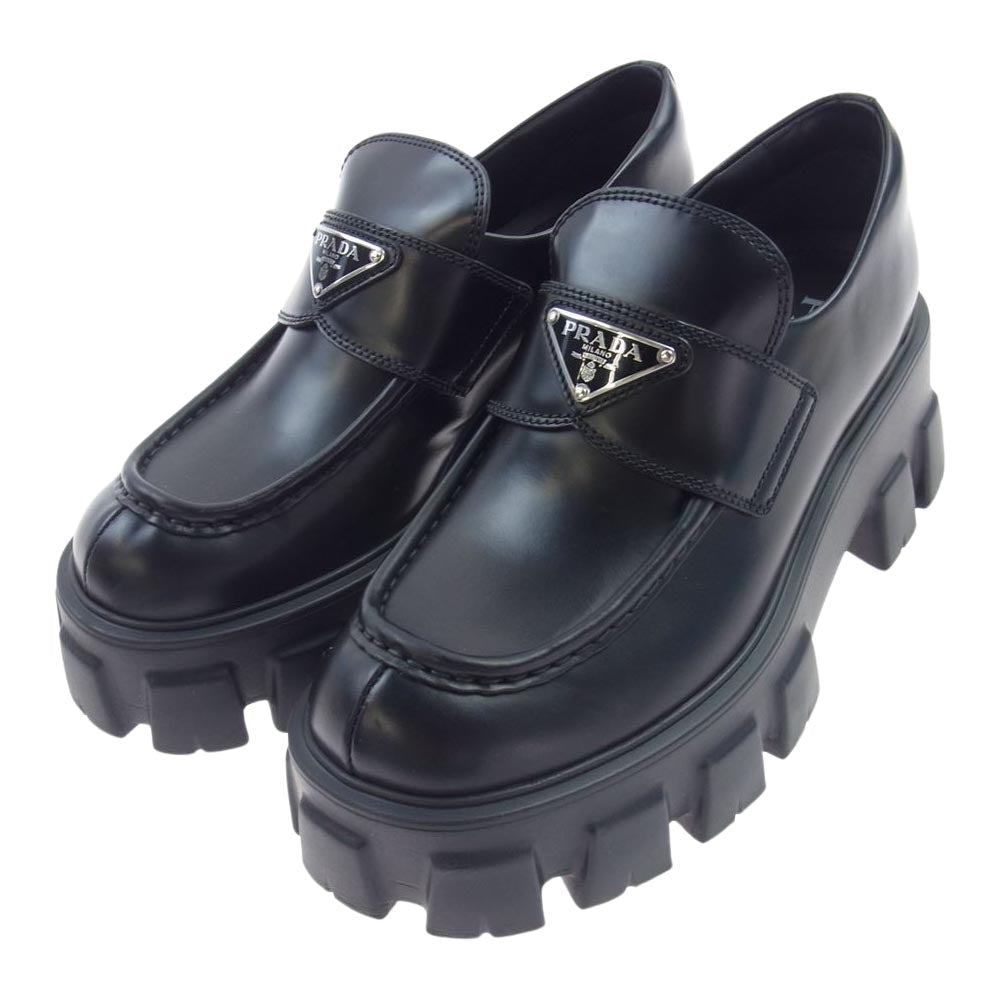 PRADA プラダ モノリス ローファー レザー シューズ ブラック系 37.5【中古】