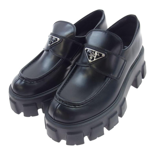 PRADA プラダ モノリス ローファー レザー シューズ ブラック系 37.5【中古】