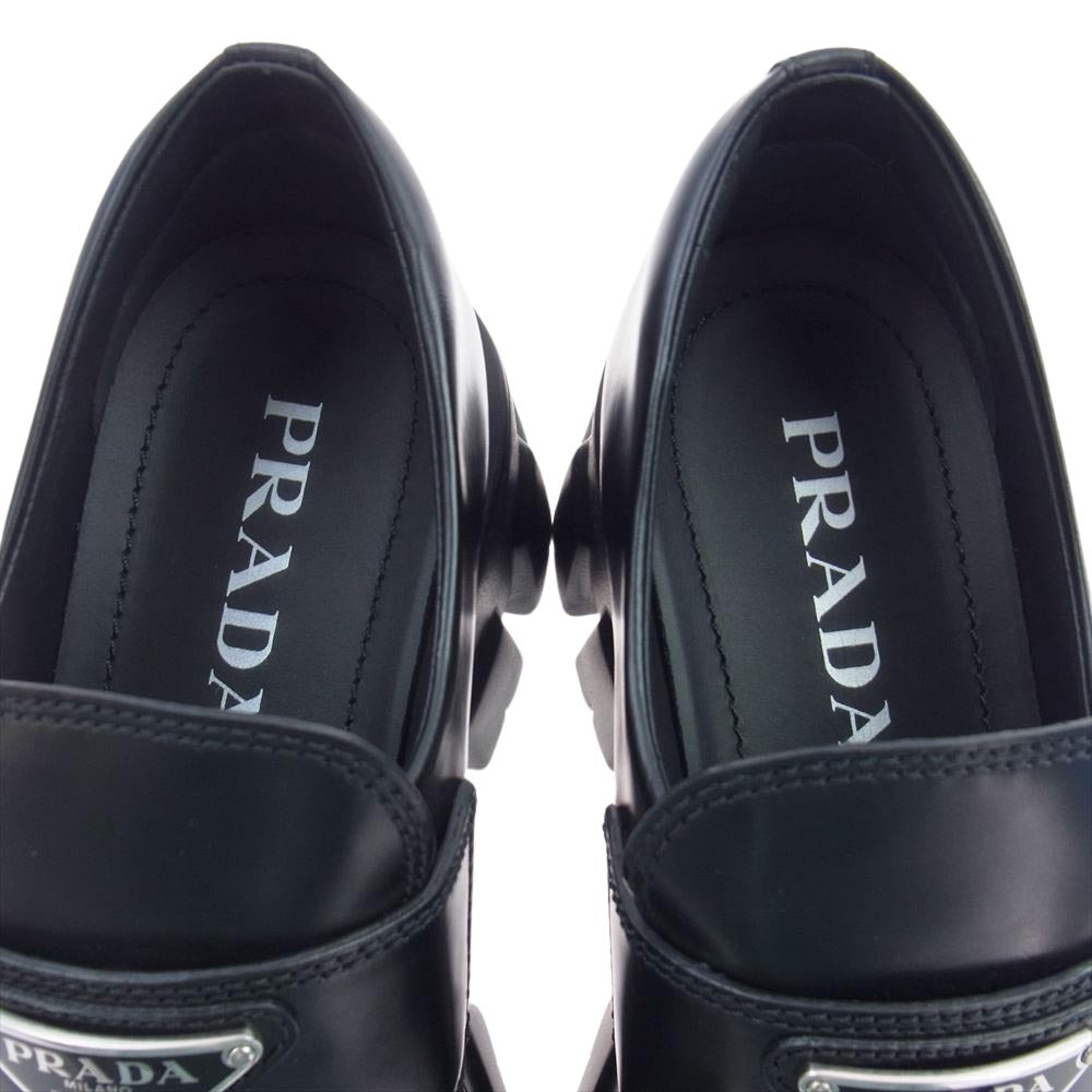 PRADA プラダ モノリス ローファー レザー シューズ ブラック系 37.5【中古】