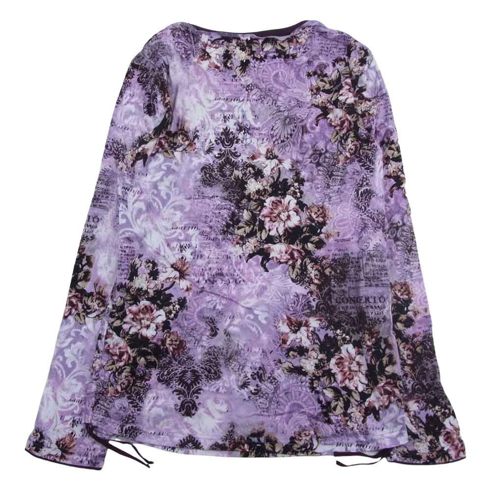 TORNADO MART トルネードマート フラワー メッセージプリント サイドドローコード レイヤードネック カットソー 長袖 Tシャツ パープル系【中古】