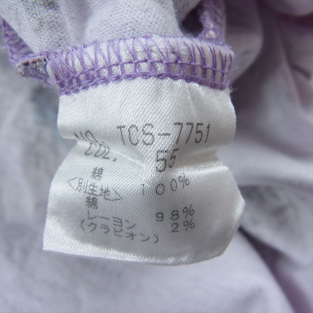 TORNADO MART トルネードマート フラワー メッセージプリント サイドドローコード レイヤードネック カットソー 長袖 Tシャツ パープル系【中古】