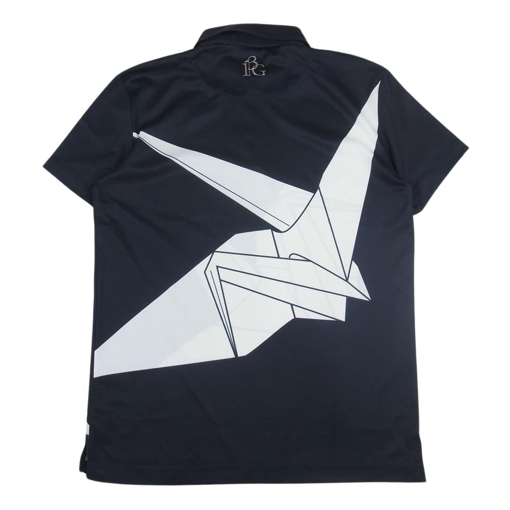 1piu1uguale3 ウノピュウノウグァーレトレ GRT049-POE202 GOLF ゴルフ BIG 折鶴ロゴ 半袖 ポロ シャツ ネイビー系 4【中古】