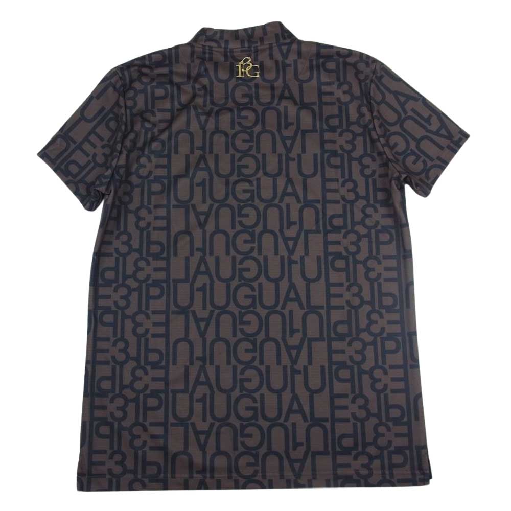 1piu1uguale3 ウノピュウノウグァーレトレ GRT081-POE322 GOLF ゴルフ BIG LOGO S/S MOCK ビッグロゴ モック ネック 半袖 Tシャツ ブラウン系 5【中古】