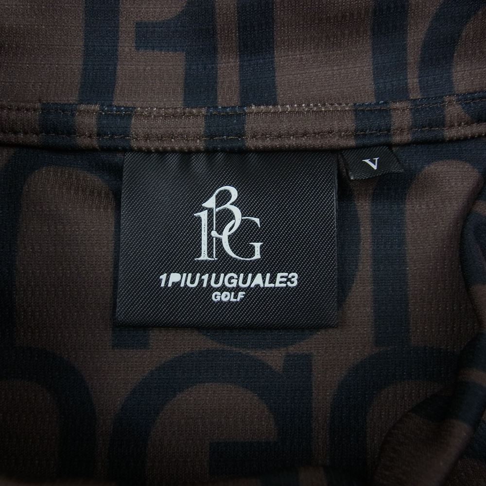 1piu1uguale3 ウノピュウノウグァーレトレ GRT081-POE322 GOLF ゴルフ BIG LOGO S/S MOCK ビッグロゴ モック ネック 半袖 Tシャツ ブラウン系 5【中古】