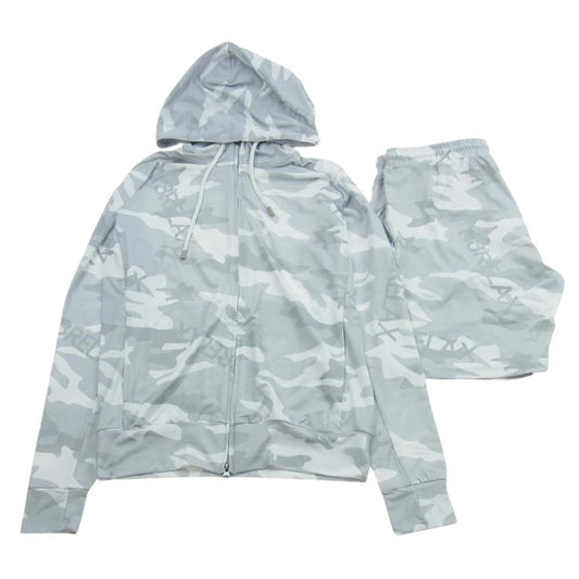 1piu1uguale3 ウノピュウノウグァーレトレ USB-23031 RELAX リラックス CAMO LOGO HOODIE カモフラ ロゴ ラッシュガードパーカー ハーフ パンツ セットアップ ライトグレー系 JP:L・EU:M【中古】