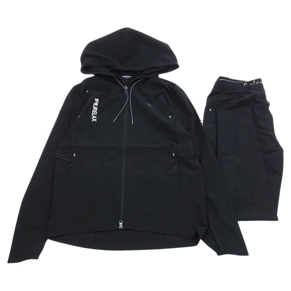 1piu1uguale3 ウノピュウノウグァーレトレ USO-23016 RELAX リラックス 折鶴ロゴ ランニング ジップアップ パーカー パンツ セットアップ ブラック系 JP:L・EU:M【中古】