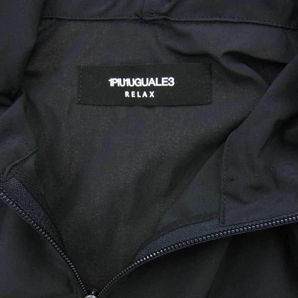 1piu1uguale3 ウノピュウノウグァーレトレ USO-23016 RELAX リラックス 折鶴ロゴ ランニング ジップアップ パーカー パンツ セットアップ ブラック系 JP:L・EU:M【中古】