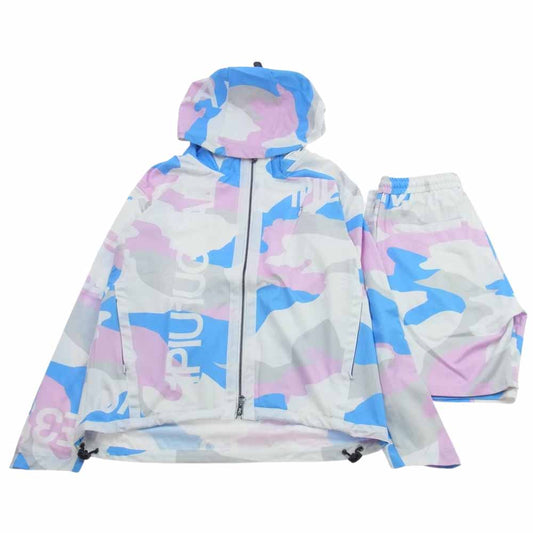 1piu1uguale3 ウノピュウノウグァーレトレ RELAX リラックス マルチカラー パーカー ハーフパンツ セットアップ ホワイト系 ライトブルー系 ライトピンク系 JP:L:EU:M【中古】