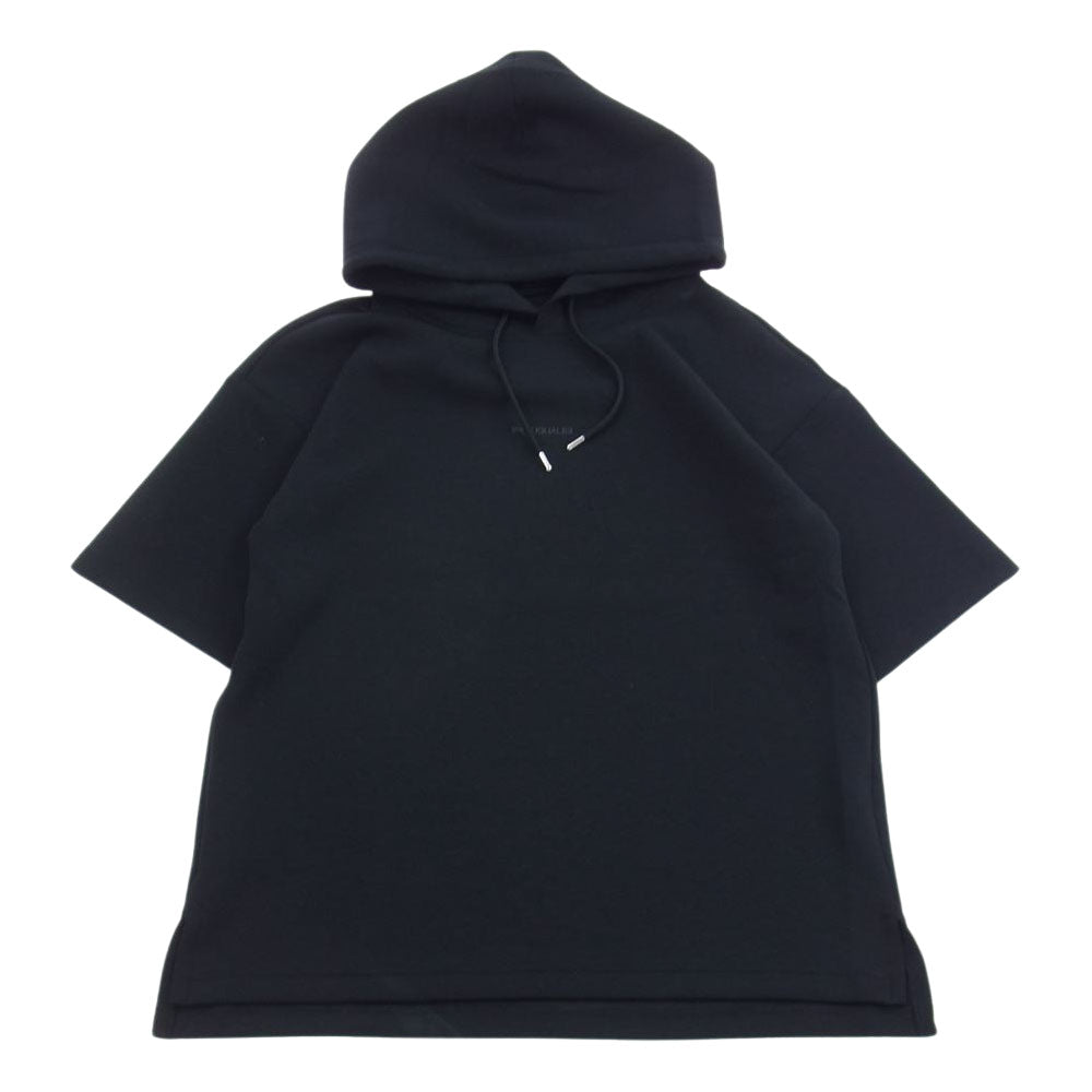 1piu1uguale3 ウノピュウノウグァーレトレ MRT301-PRY103 HOODED T PASCAL JERSEY ロゴ スウェット 半袖 パーカー ハーフパンツ セットアップ ブラック系 IV（4）【中古】