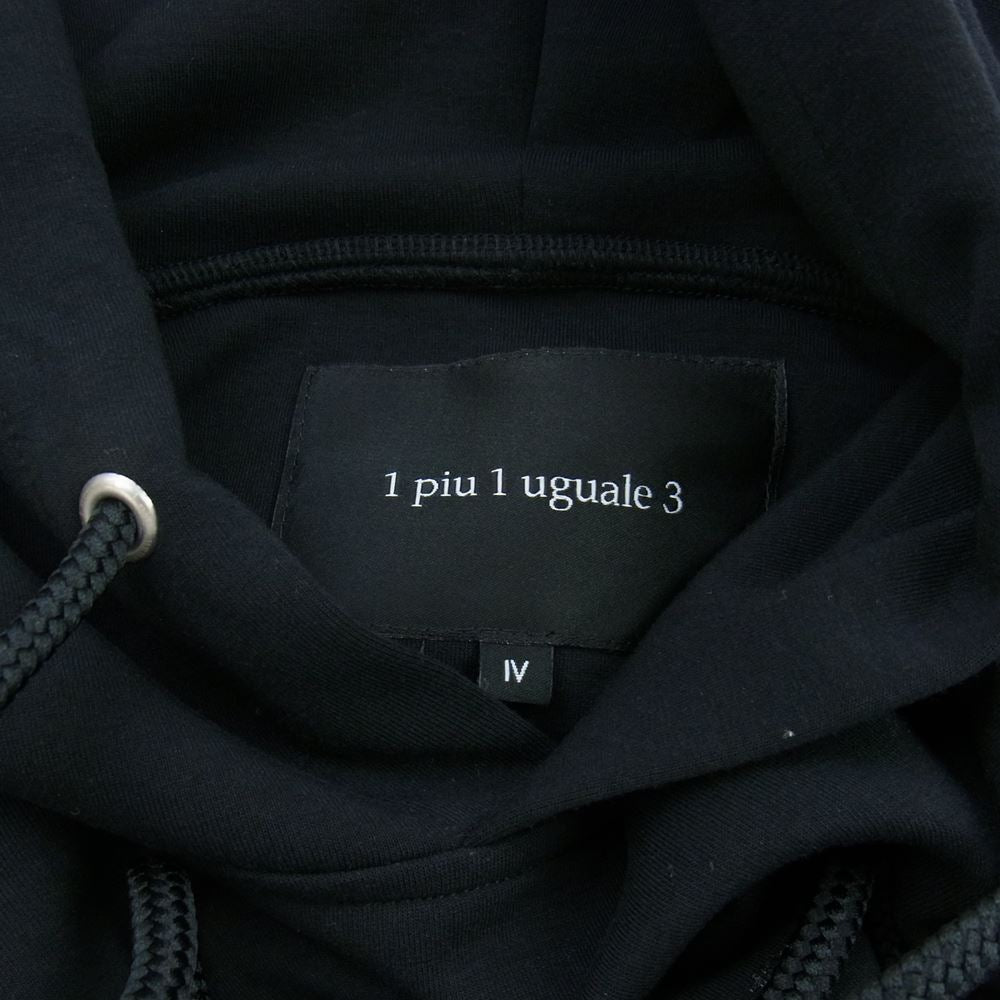 1piu1uguale3 ウノピュウノウグァーレトレ MRT301-PRY103 HOODED T PASCAL JERSEY ロゴ スウェット 半袖 パーカー ハーフパンツ セットアップ ブラック系 IV（4）【中古】