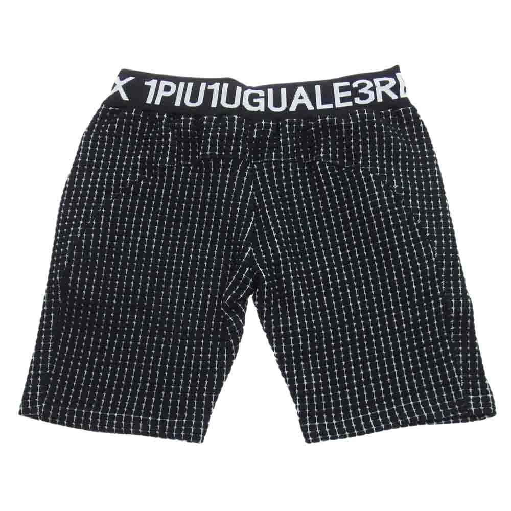 1piu1uguale3 ウノピュウノウグァーレトレ USO-22013 RELAX リラックス ワッフル リブ ロゴ パーカー ハーフ パンツ セットアップ ブラック系 JP:L・EU:M【中古】