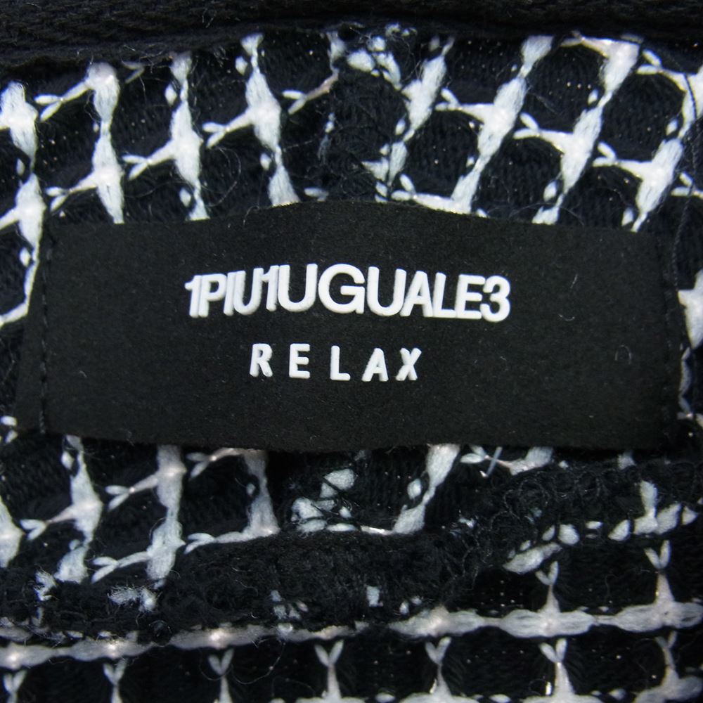 1piu1uguale3 ウノピュウノウグァーレトレ USO-22013 RELAX リラックス ワッフル リブ ロゴ パーカー ハーフ パンツ セットアップ ブラック系 JP:L・EU:M【中古】