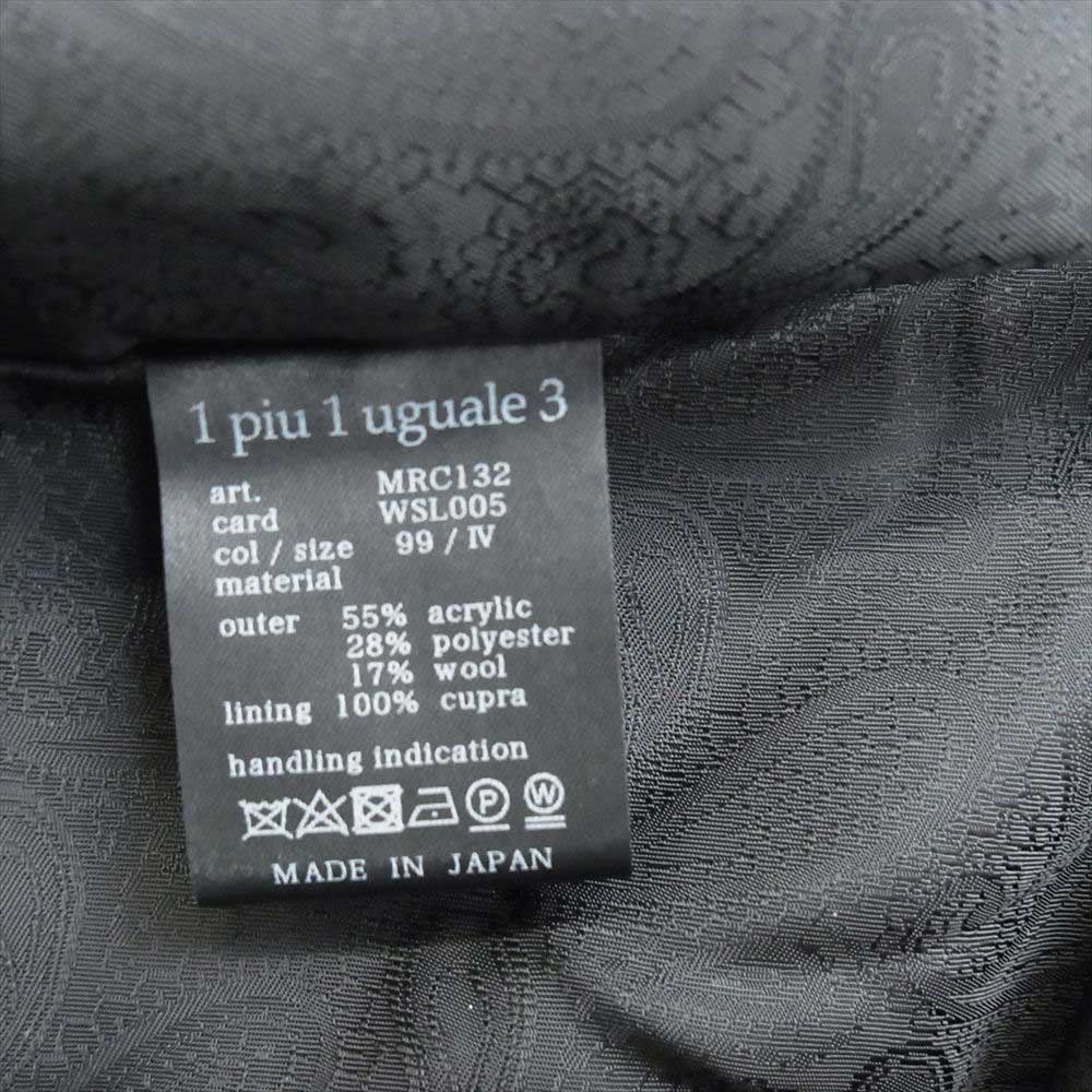 1piu1uguale3 ウノピュウノウグァーレトレ MRC132 WSL005 CHESTER COAT チェスター コート ブラック系 IV【中古】