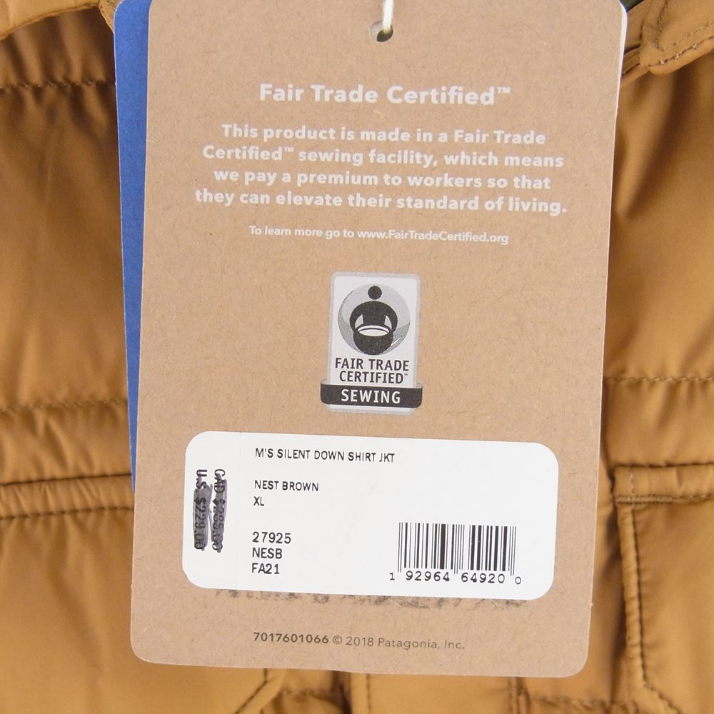 patagonia パタゴニア 27925 Silent Down Shirt サイレント ダウン シャツ ジャケット ライトブラウン系 XL【極上美品】【中古】