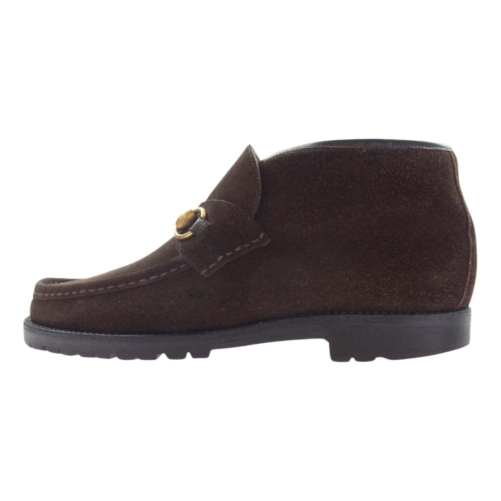 GUCCI グッチ 114 0067 ホースビット スエード レザー チャッカ ブーツ シューズ  ダークブラウン系 6D【中古】