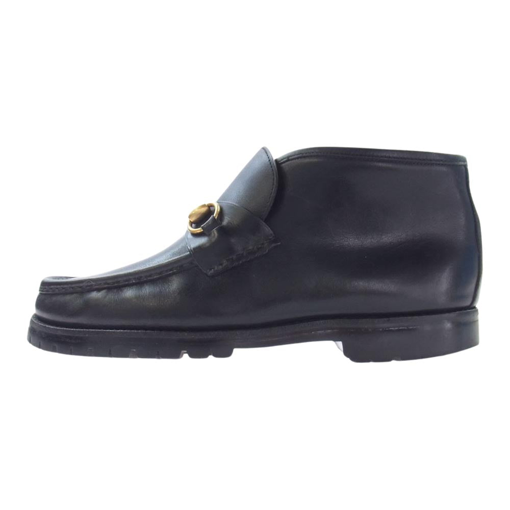 GUCCI グッチ 114 0067 ホースビット レザー チャッカ ブーツ シューズ Vibram Sole ブラック系 39.5【中古】