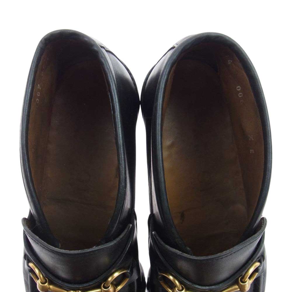 GUCCI グッチ 114 0067 ホースビット レザー チャッカ ブーツ シューズ Vibram Sole ブラック系 39.5【中古】