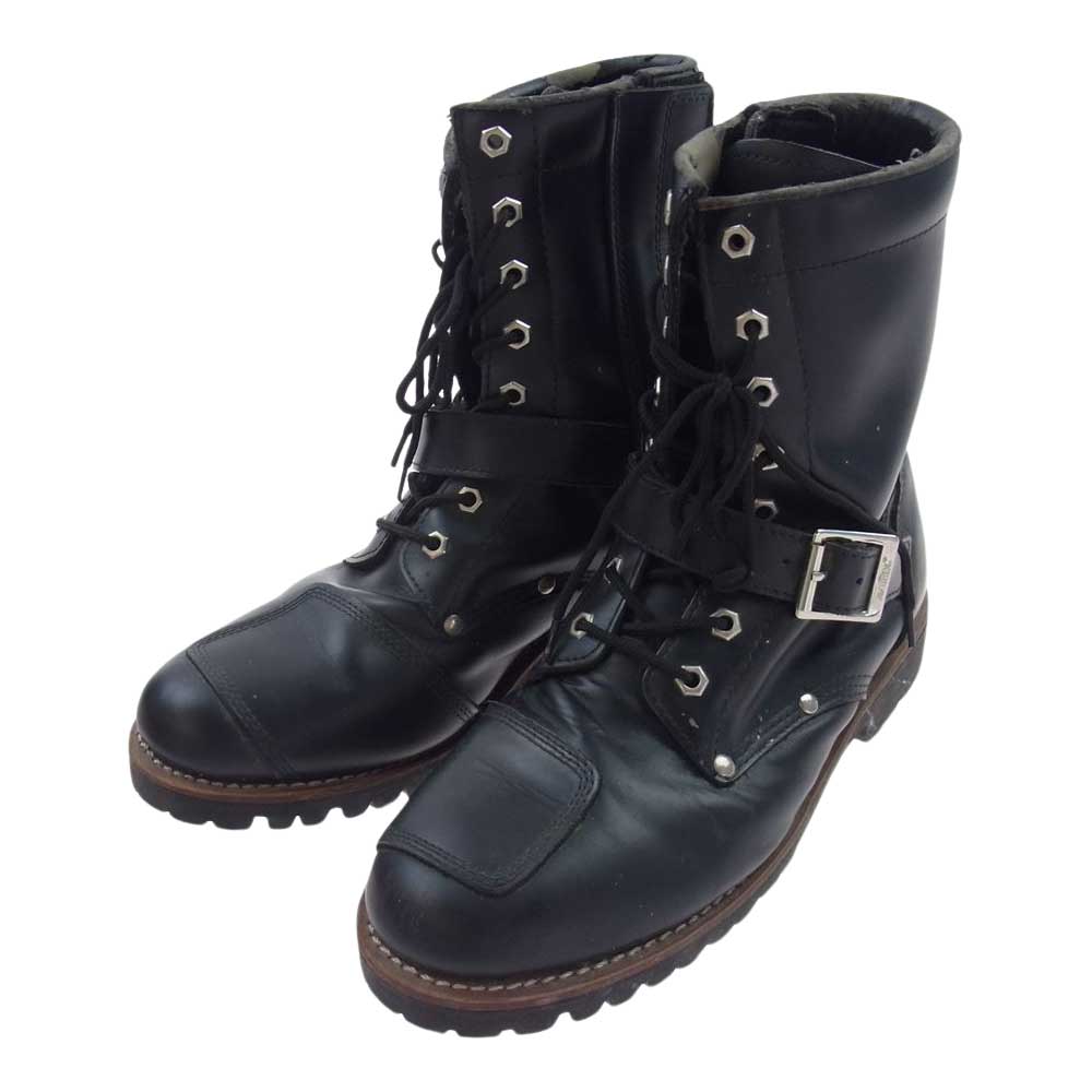 AVIREX アヴィレックス AV2100 ライダース レザー レースアップ ブーツ ブラック系 27.5cm【中古】