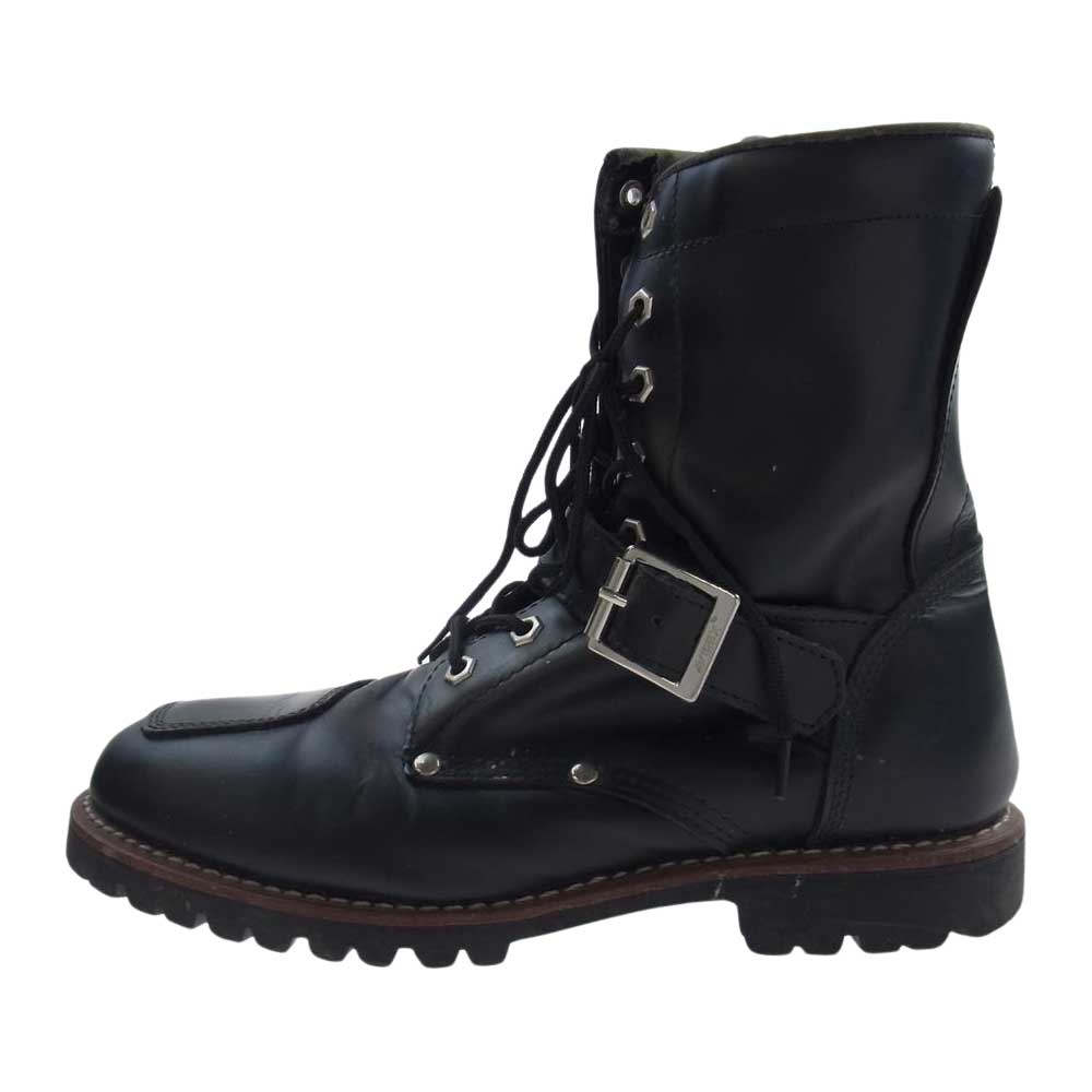 AVIREX アヴィレックス AV2100 ライダース レザー レースアップ ブーツ ブラック系 27.5cm【中古】