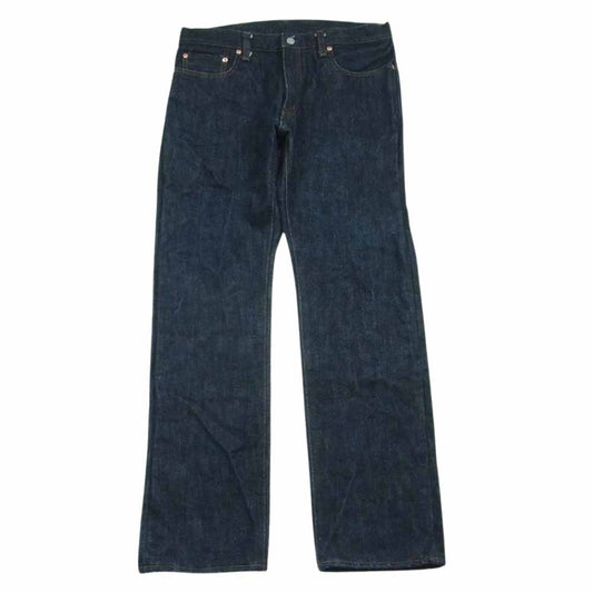 児島 25oz セルビッチ ストレート ジーンズ デニム パンツ インディゴブルー系 36【美品】【中古】