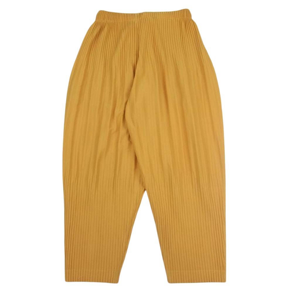 HOMME PLISSE ISSEY MIYAKE オム プリッセ イッセイミヤケ 22AW  HP23JF119  PLEATS TAPED BOTTOMS プリーツ加工 太プリーツ切替 テーパード パンツ イエロー系 1【中古】