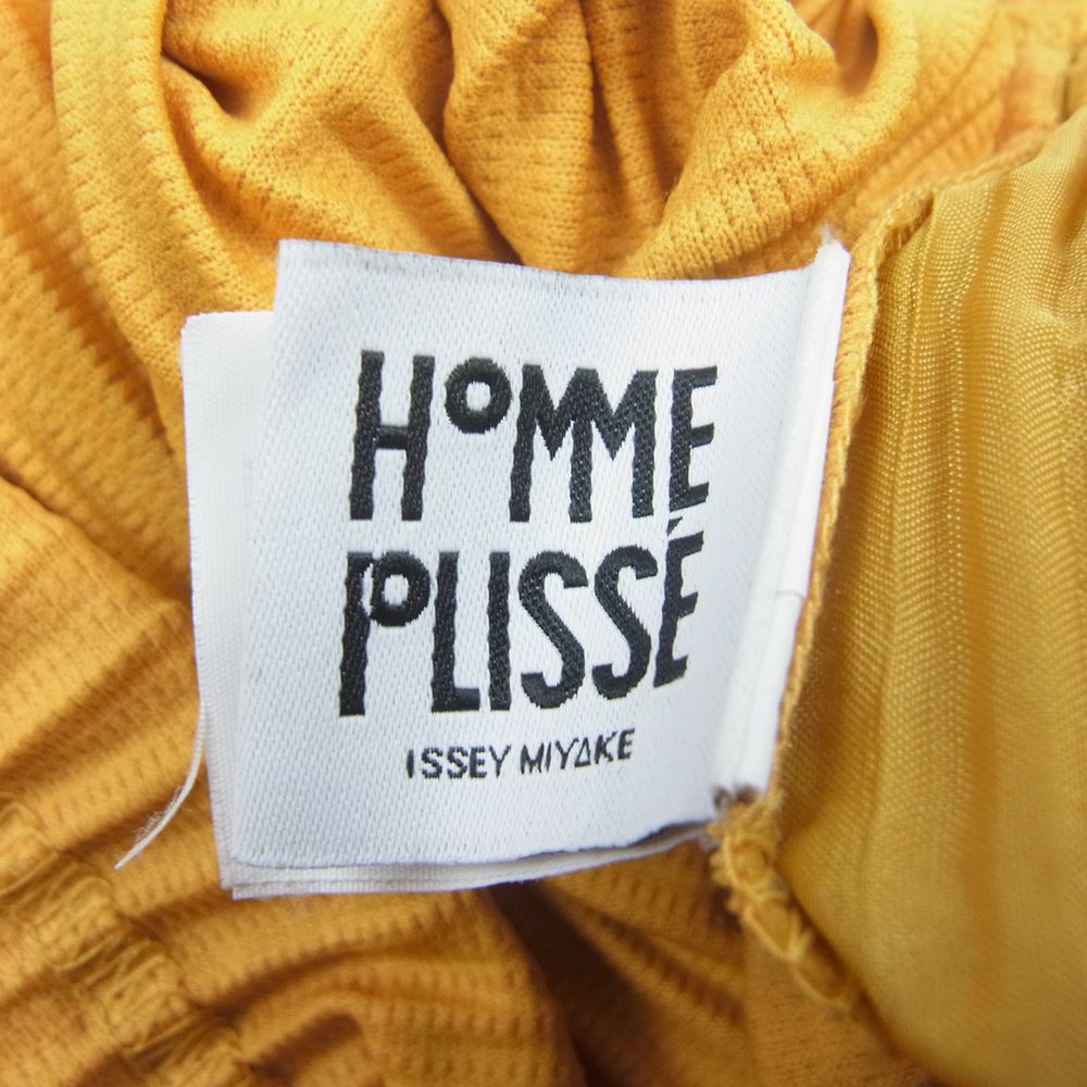 HOMME PLISSE ISSEY MIYAKE オム プリッセ イッセイミヤケ 22AW  HP23JF119  PLEATS TAPED BOTTOMS プリーツ加工 太プリーツ切替 テーパード パンツ イエロー系 1【中古】