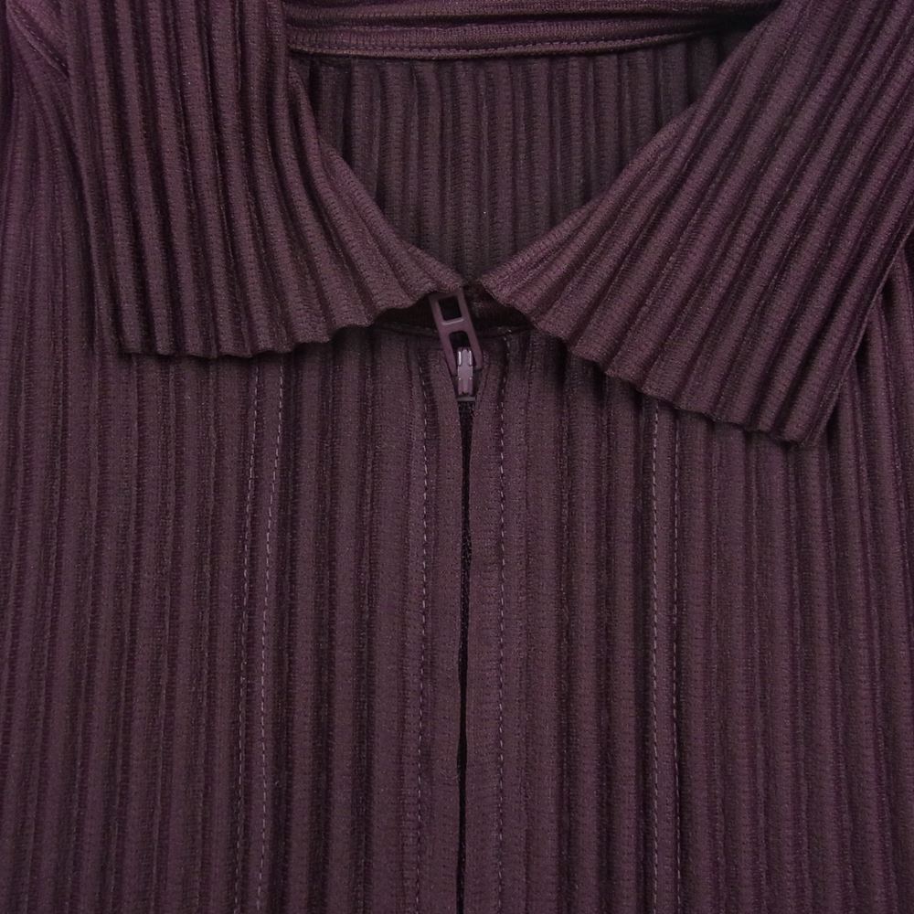 HOMME PLISSE ISSEY MIYAKE オム プリッセ イッセイミヤケ 22AW  HP23JM123  PLEATS HALF ZIP SHIRT プリーツ加工 ハーフジップ 長袖 シャツ プルオーバ―  ボルドー系 2【中古】