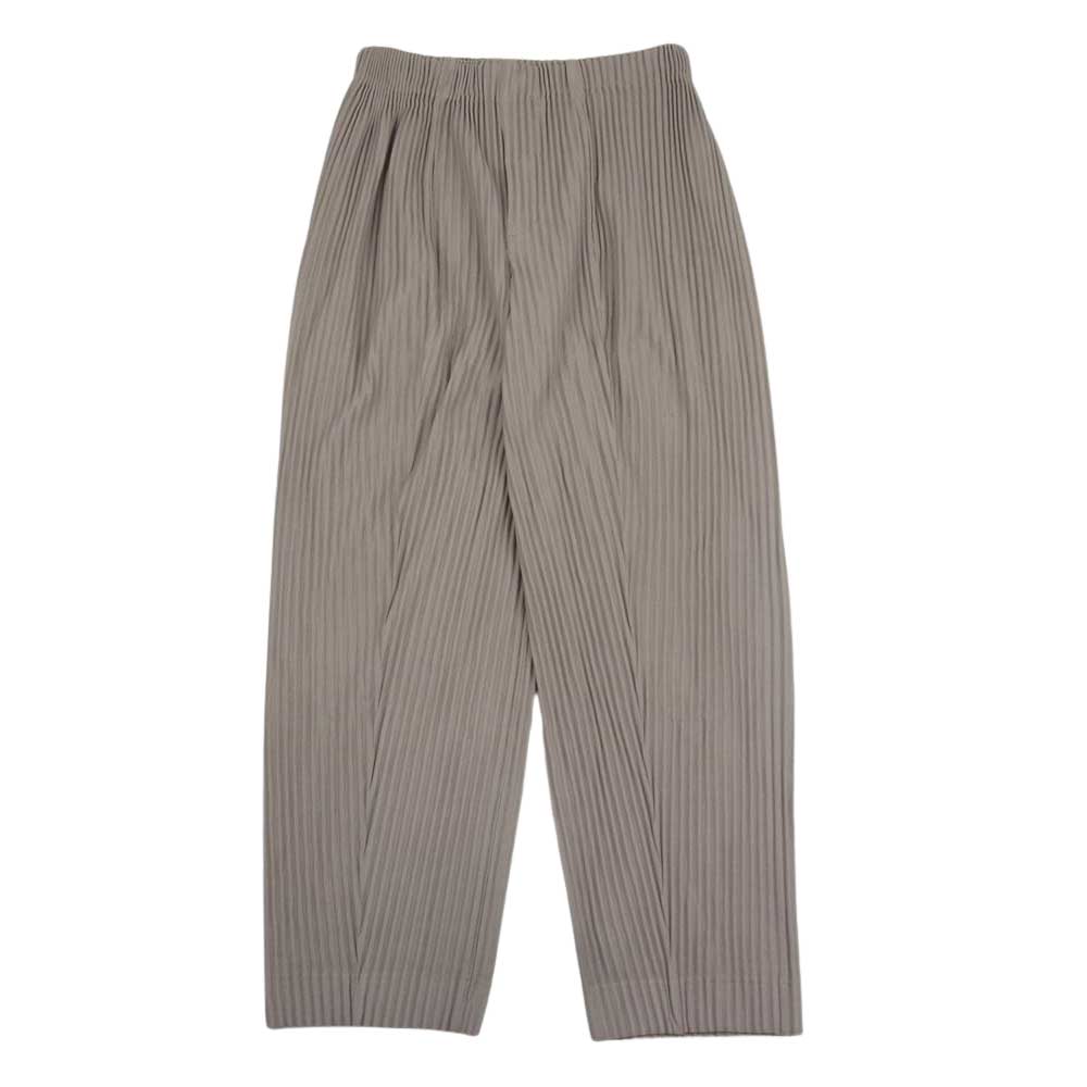 HOMME PLISSE ISSEY MIYAKE オム プリッセ イッセイミヤケ 23SS  HP31JF126 PLEATS BOTTOMS プリーツ加工 ドローストリング イージー テーパード パンツ ベージュ系 1【中古】