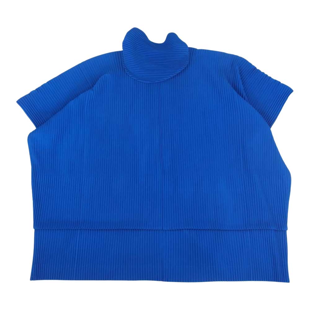 HOMME PLISSE ISSEY MIYAKE オム プリッセ イッセイミヤケ 22AW HP23JL105  PLEATS ZIP UP HOODIE プリーツ加工 ケープ ポンチョ フルジップ ノースリーブ パーカー ブルー系 1【中古】