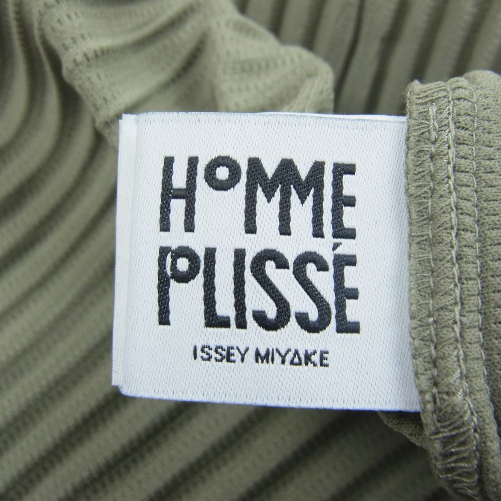 HOMME PLISSE ISSEY MIYAKE オム プリッセ イッセイミヤケ  22AW  HP23JL127 PLEATS CARDIGAN プリーツ加工 スナップボタン ノーカラー カラーレス カーディガン カーキ系 2【中古】