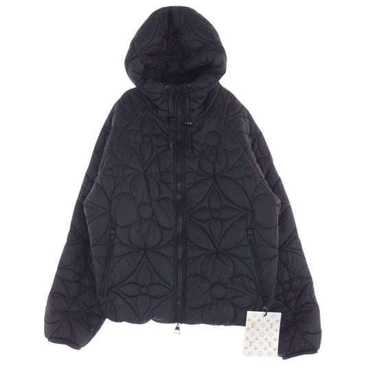 LOUIS VUITTON ルイ・ヴィトン 22AW 1A90HM  Quilted Hoody モノグラム フラワー キルテッド フーディ ジャケット ブラック系 48【中古】