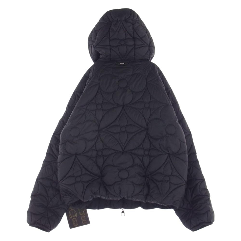 LOUIS VUITTON ルイ・ヴィトン 22AW 1A90HM  Quilted Hoody モノグラム フラワー キルテッド フーディ ジャケット ブラック系 48【中古】