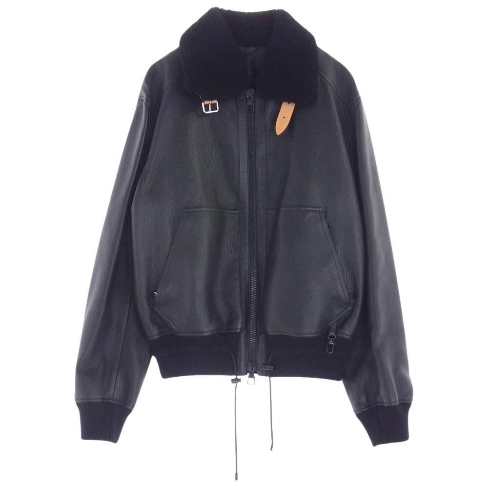 LOUIS VUITTON ルイ・ヴィトン 22SS 1A7Y8J  Leather Aviator Jacket レザー アビエイター ジャケット フライトジャケット ブルゾン ブラック系 48【中古】