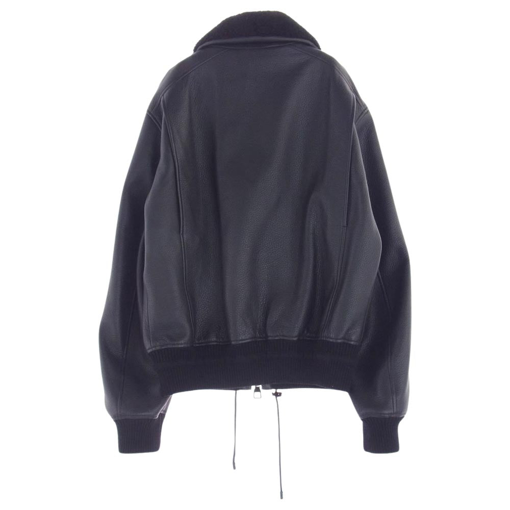 LOUIS VUITTON ルイ・ヴィトン 22SS 1A7Y8J  Leather Aviator Jacket レザー アビエイター ジャケット フライトジャケット ブルゾン ブラック系 48【中古】