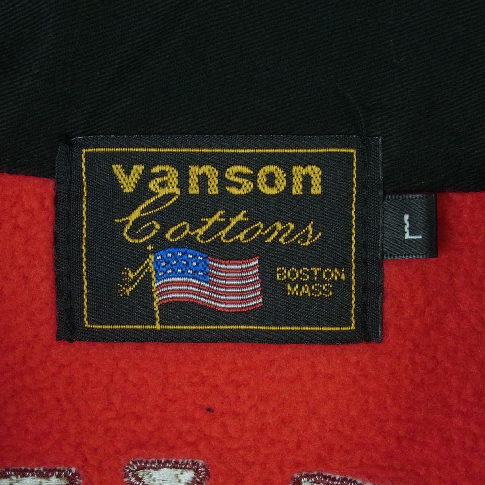 VANSON バンソン NVSZ-504 両面総刺繍 ナイロン ライダース ジャケット 中国製 ブラック系 レッド系 L【美品】【中古】
