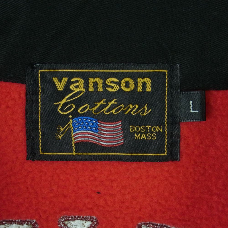 VANSON バンソン NVSZ-504 両面総刺繍 ナイロン ライダース ジャケット 中国製 ブラック系 レッド系 L【美品】【中古】